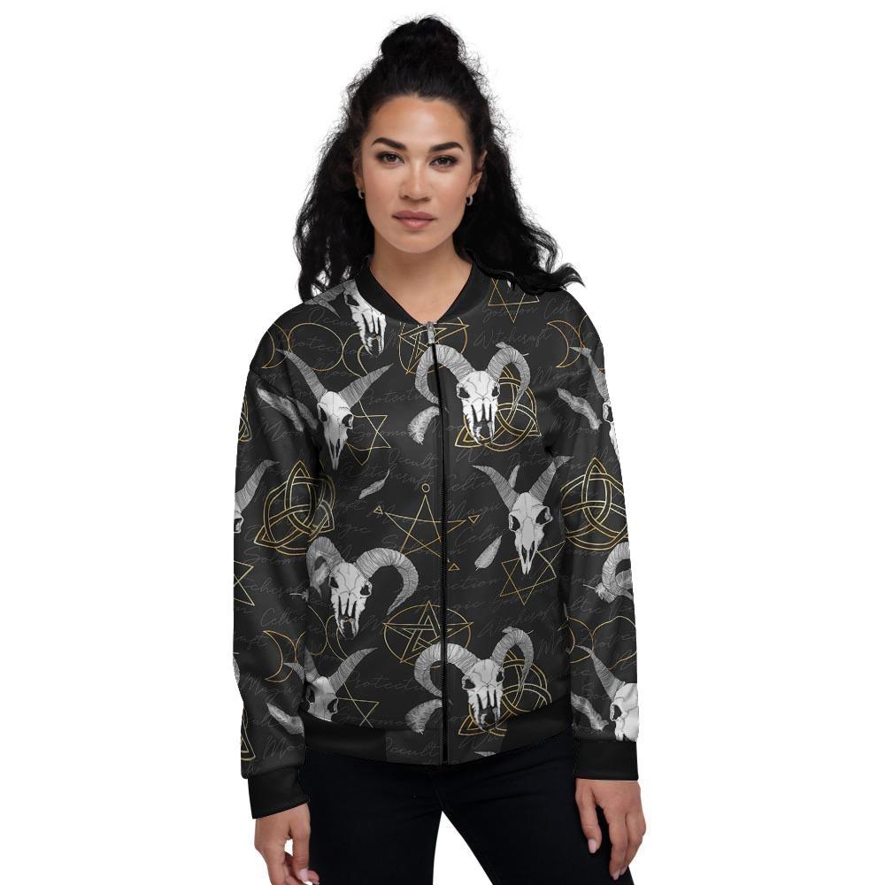 Capricorn Astrology Witch Gothic Women's Bomber Jacket-grizzshop