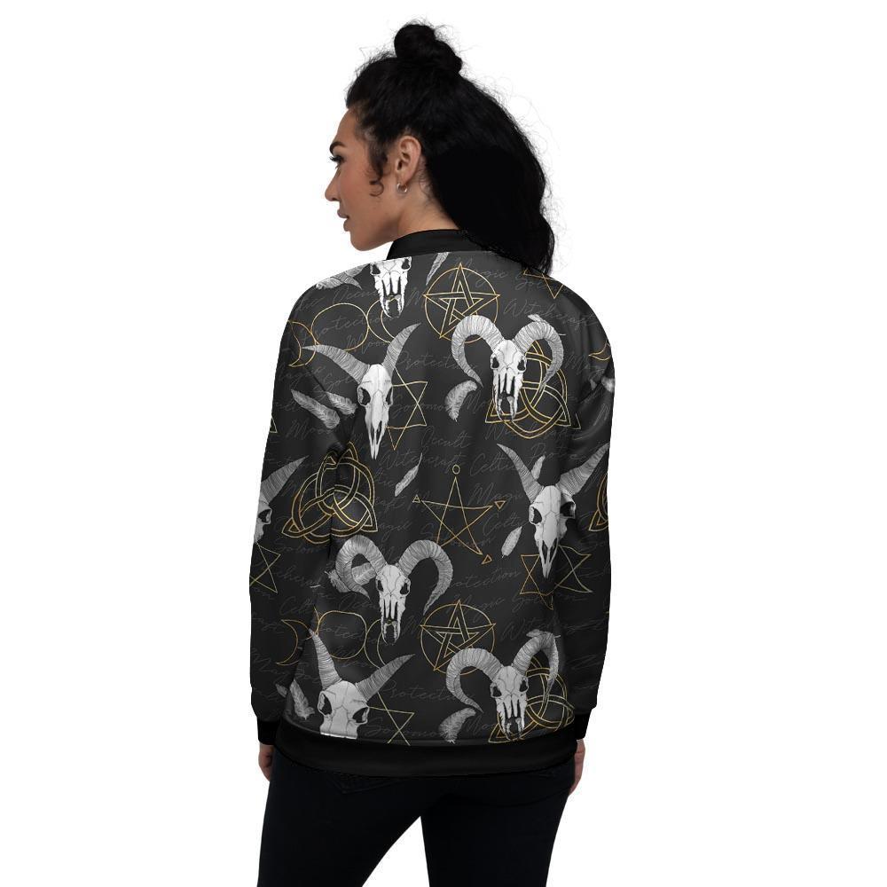 Capricorn Astrology Witch Gothic Women's Bomber Jacket-grizzshop