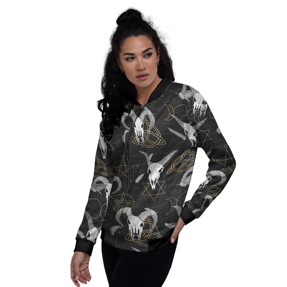 Capricorn Astrology Witch Gothic Women's Bomber Jacket-grizzshop