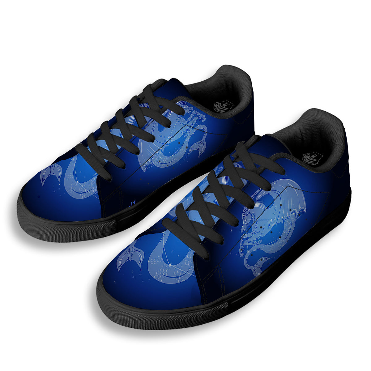 Capricorn Constellation Print Black Low Top Sneakers-grizzshop