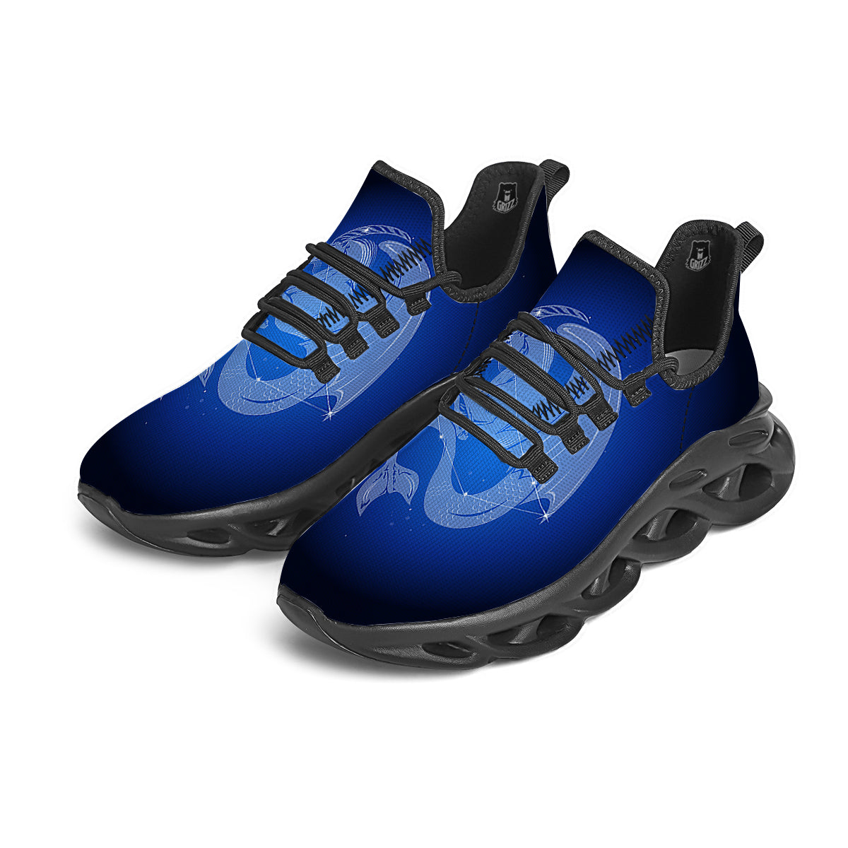 Capricorn Constellation Print Black Running Shoes-grizzshop