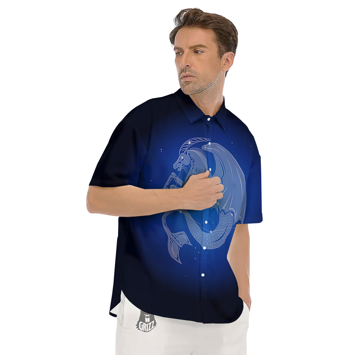 Capricorn Constellation Print Men's Short Sleeve Shirts-grizzshop