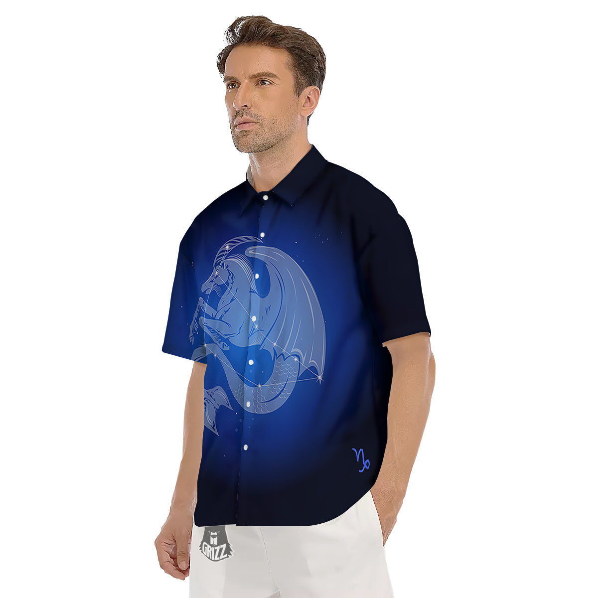 Capricorn Constellation Print Men's Short Sleeve Shirts-grizzshop