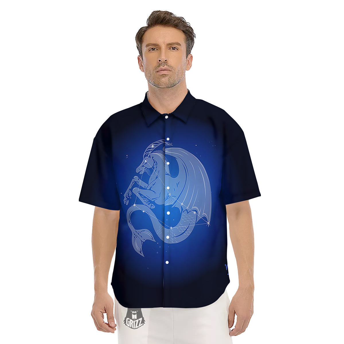 Capricorn Constellation Print Men's Short Sleeve Shirts-grizzshop