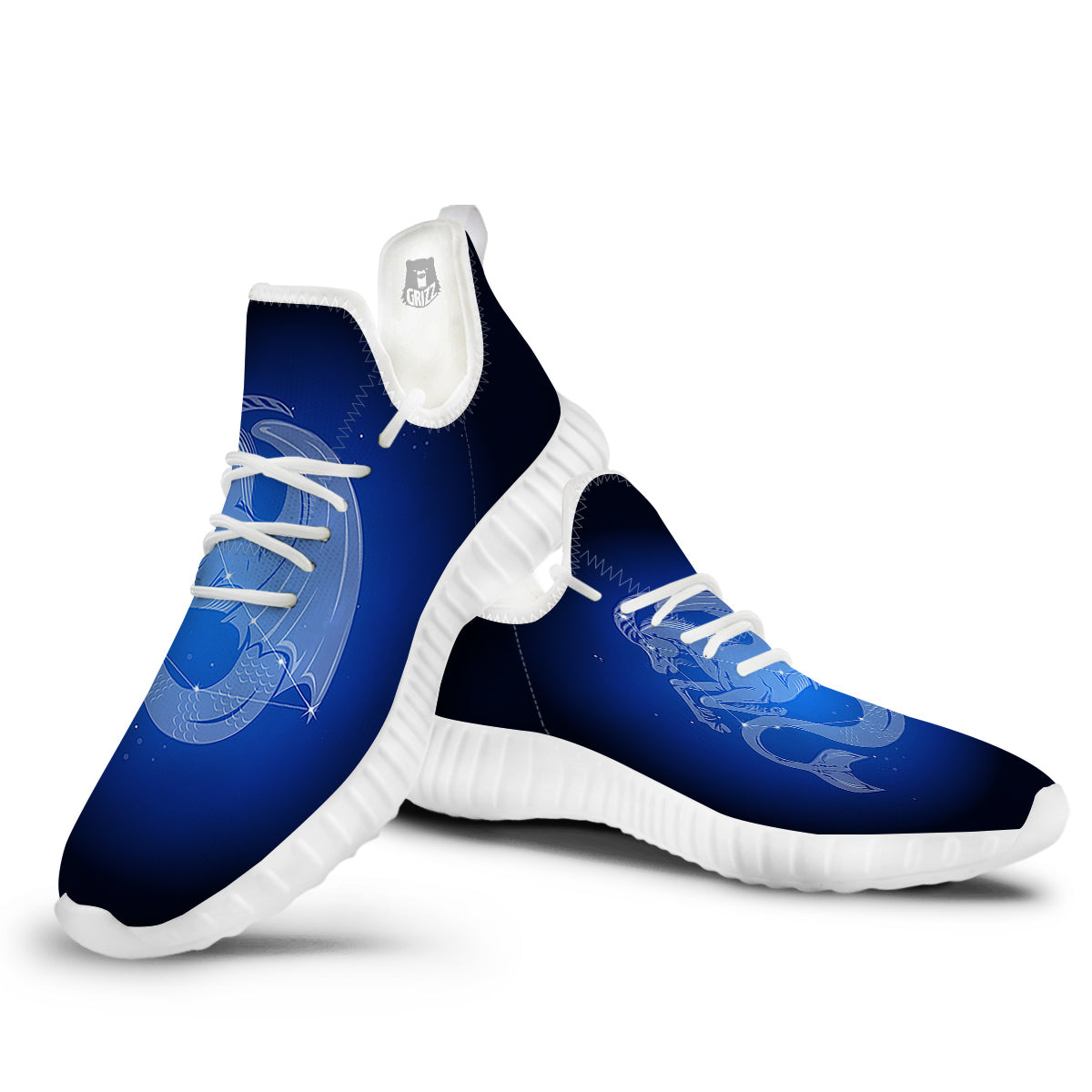 Capricorn Constellation Print White Walking Shoes-grizzshop