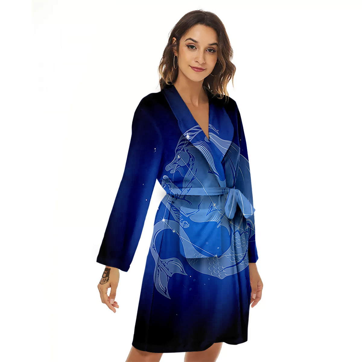 Capricorn Constellation Print Women's Robe-grizzshop