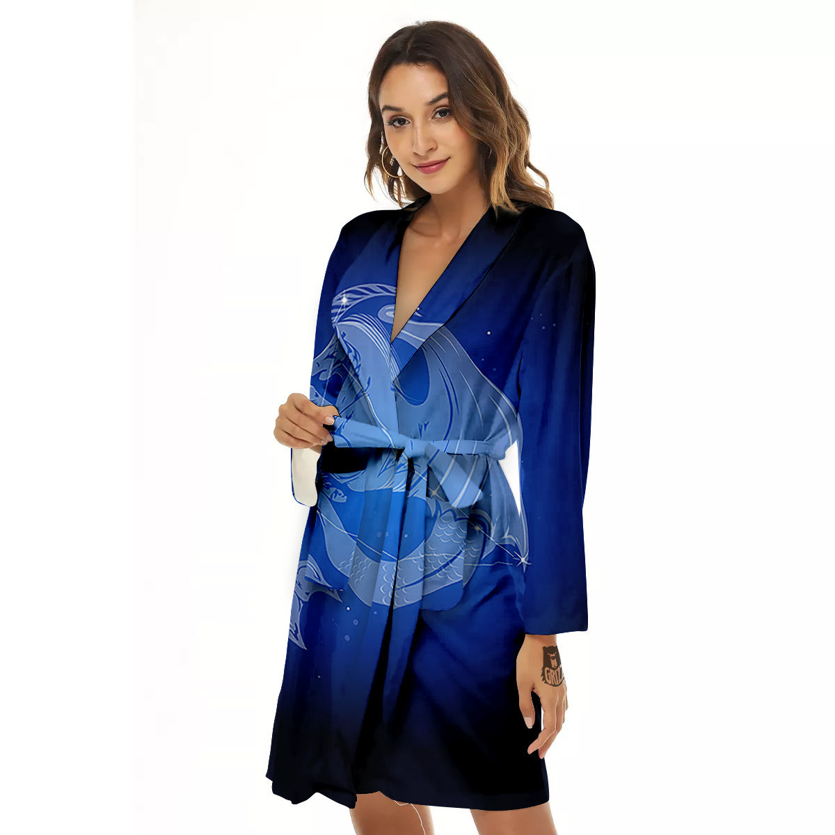 Capricorn Constellation Print Women's Robe-grizzshop
