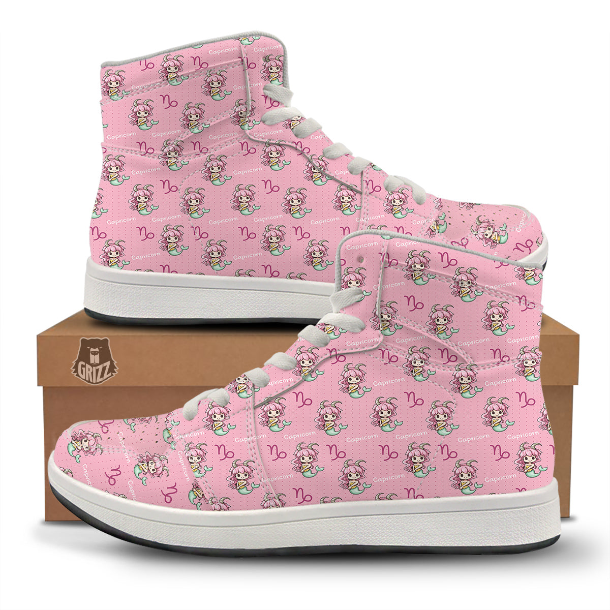Capricorn Cute Cartoon Print Pattern High Top Sneakers-grizzshop