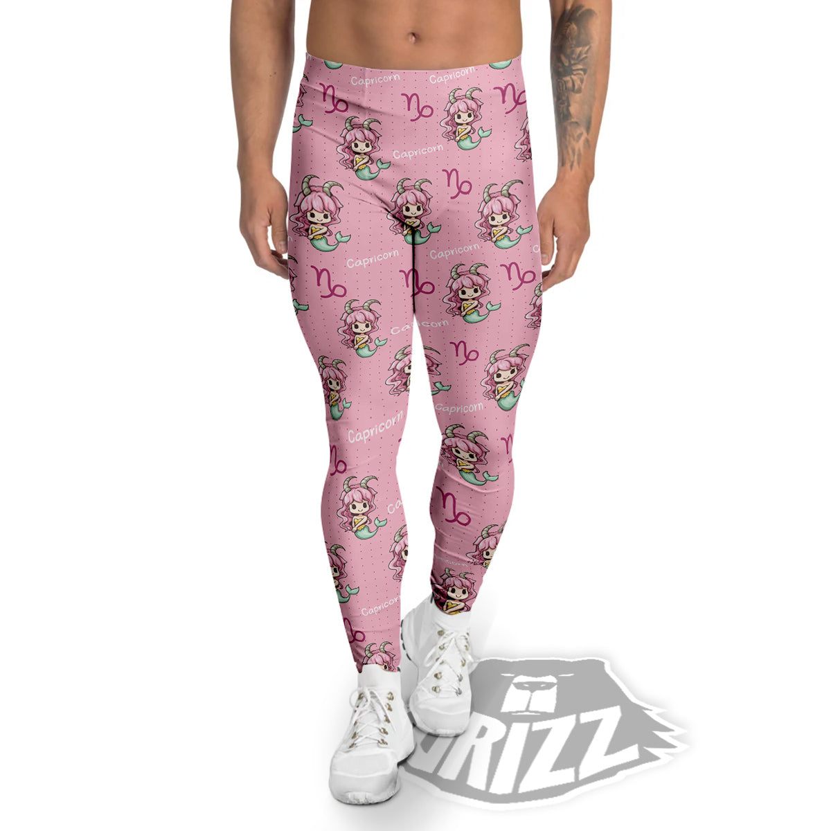Capricorn Cute Cartoon Print Pattern Men's Leggings-grizzshop