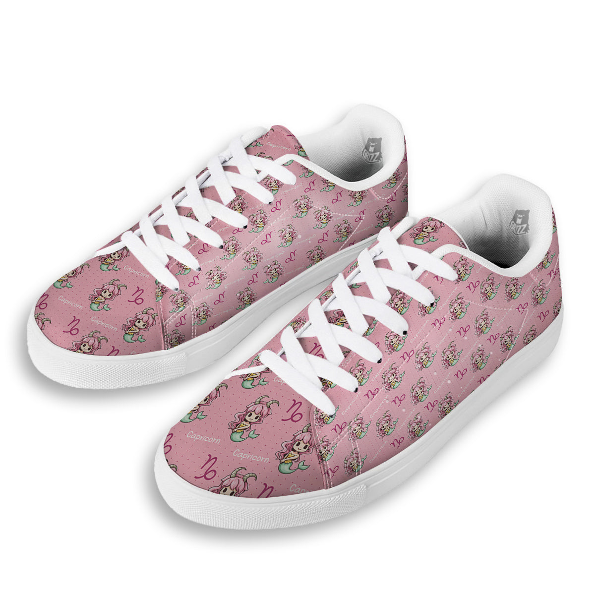 Capricorn Cute Cartoon Print Pattern White Low Top Sneakers-grizzshop