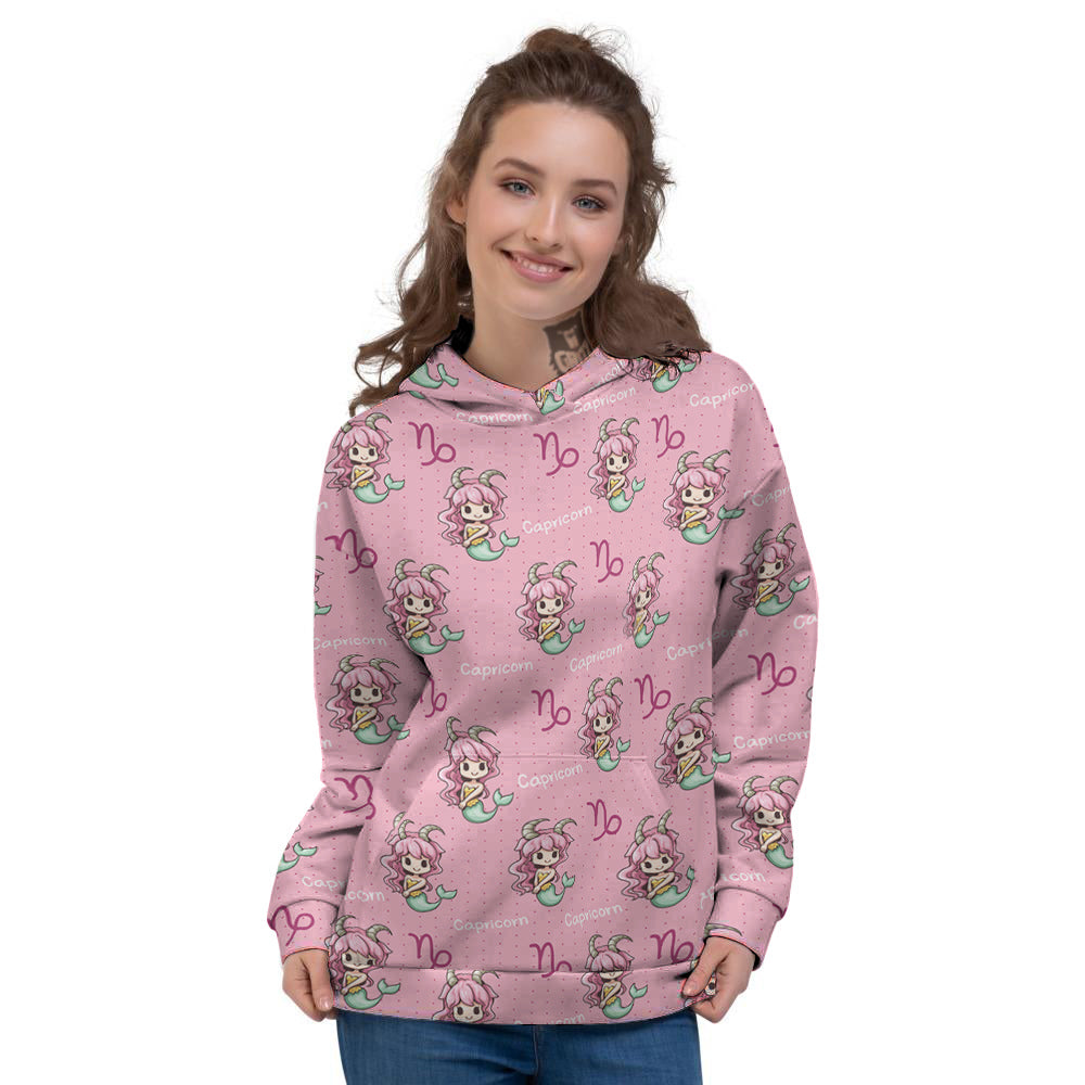 Capricorn Cute Cartoon Print Pattern Women's Hoodie-grizzshop