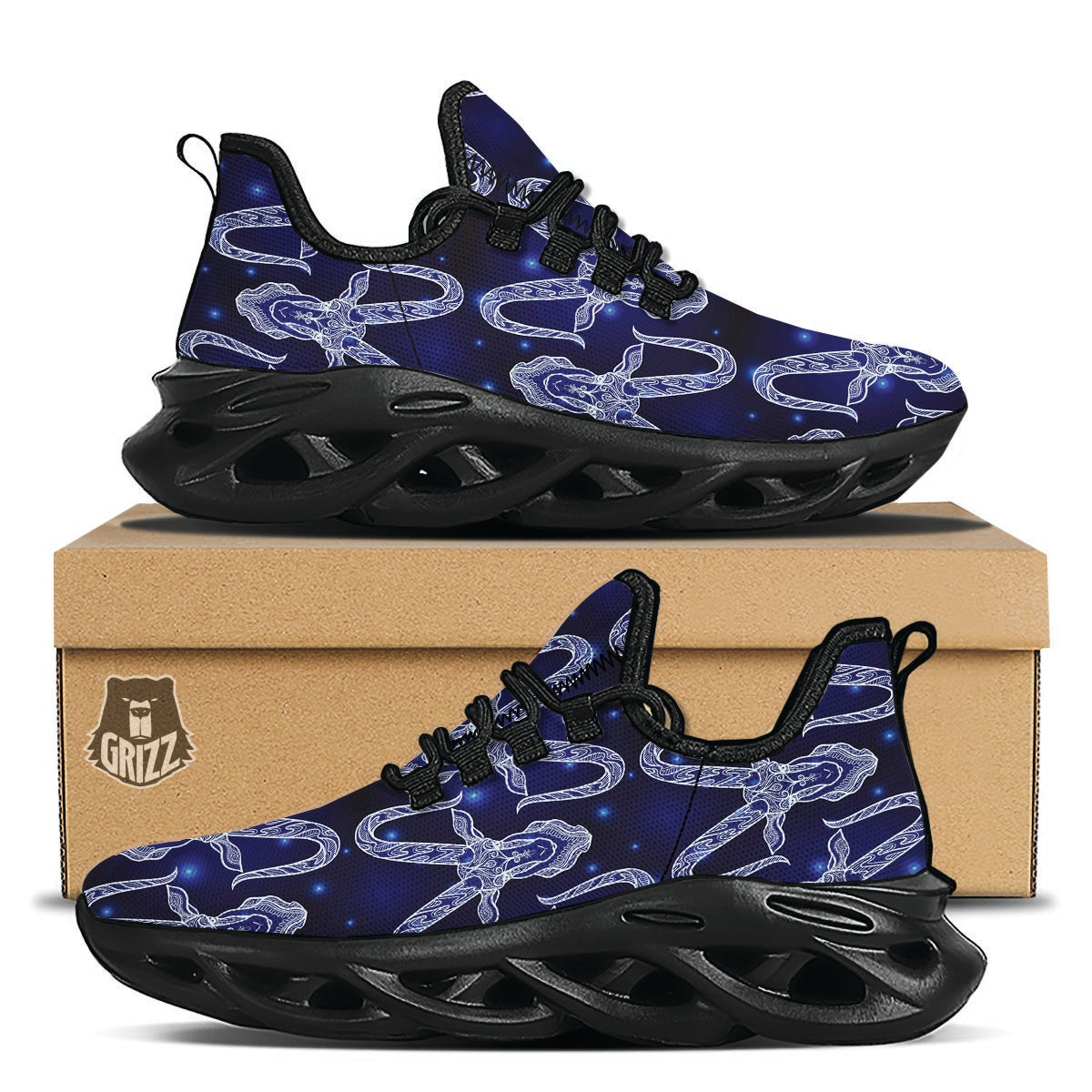 Capricorn Gothic Witch Black Running Shoes-grizzshop