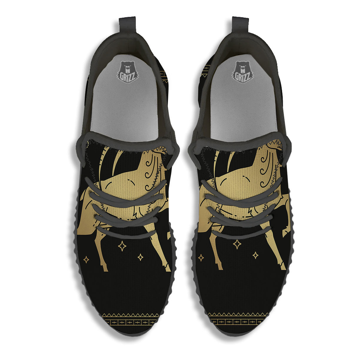 Capricorn Sign Astrological Print Black Walking Shoes-grizzshop