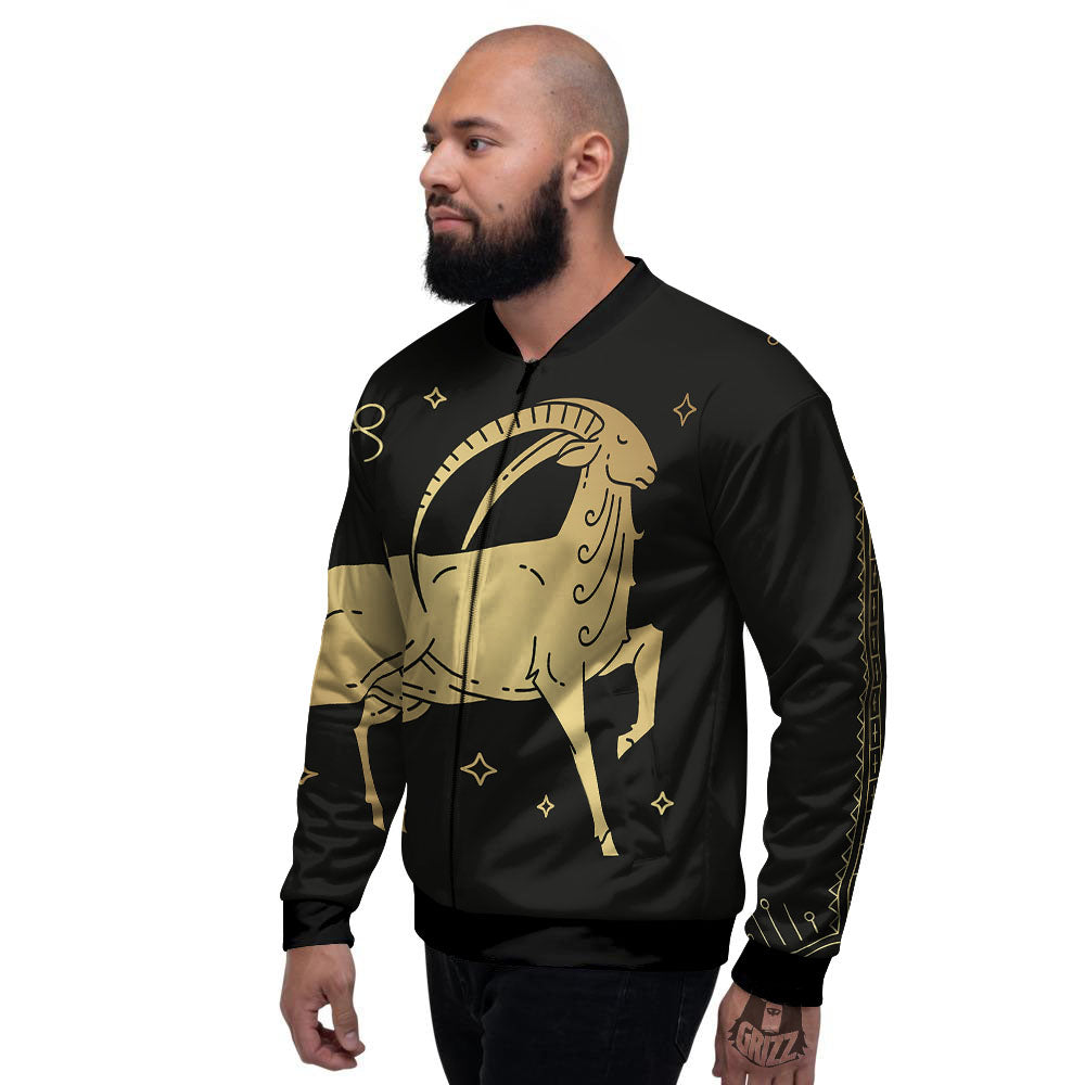 Capricorn Sign Astrological Print Men's Bomber Jacket-grizzshop
