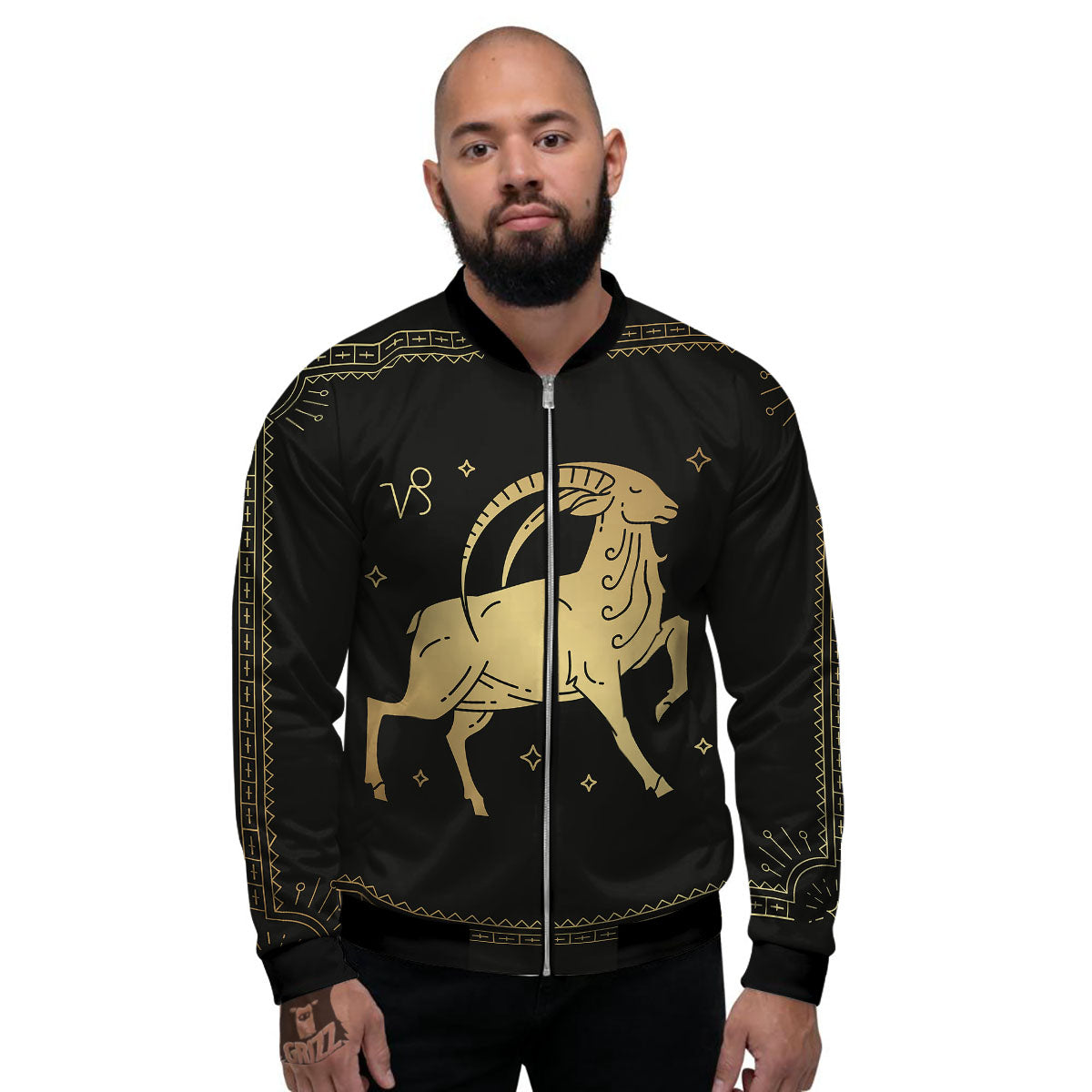 Capricorn Sign Astrological Print Men's Bomber Jacket-grizzshop
