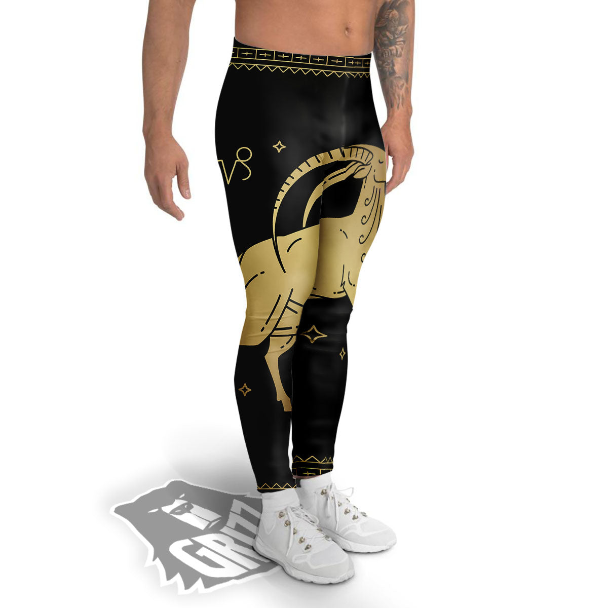 Capricorn Sign Astrological Print Men's Leggings-grizzshop