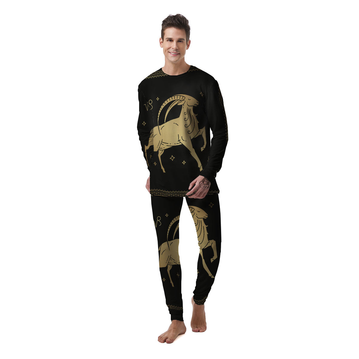 Capricorn Sign Astrological Print Men's Pajamas-grizzshop