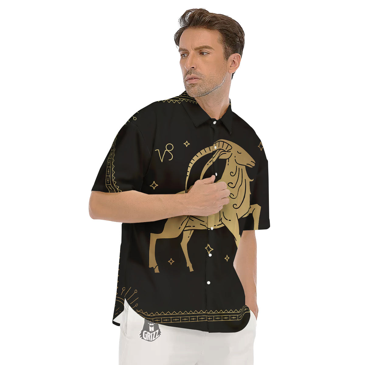 Capricorn Sign Astrological Print Men's Short Sleeve Shirts-grizzshop