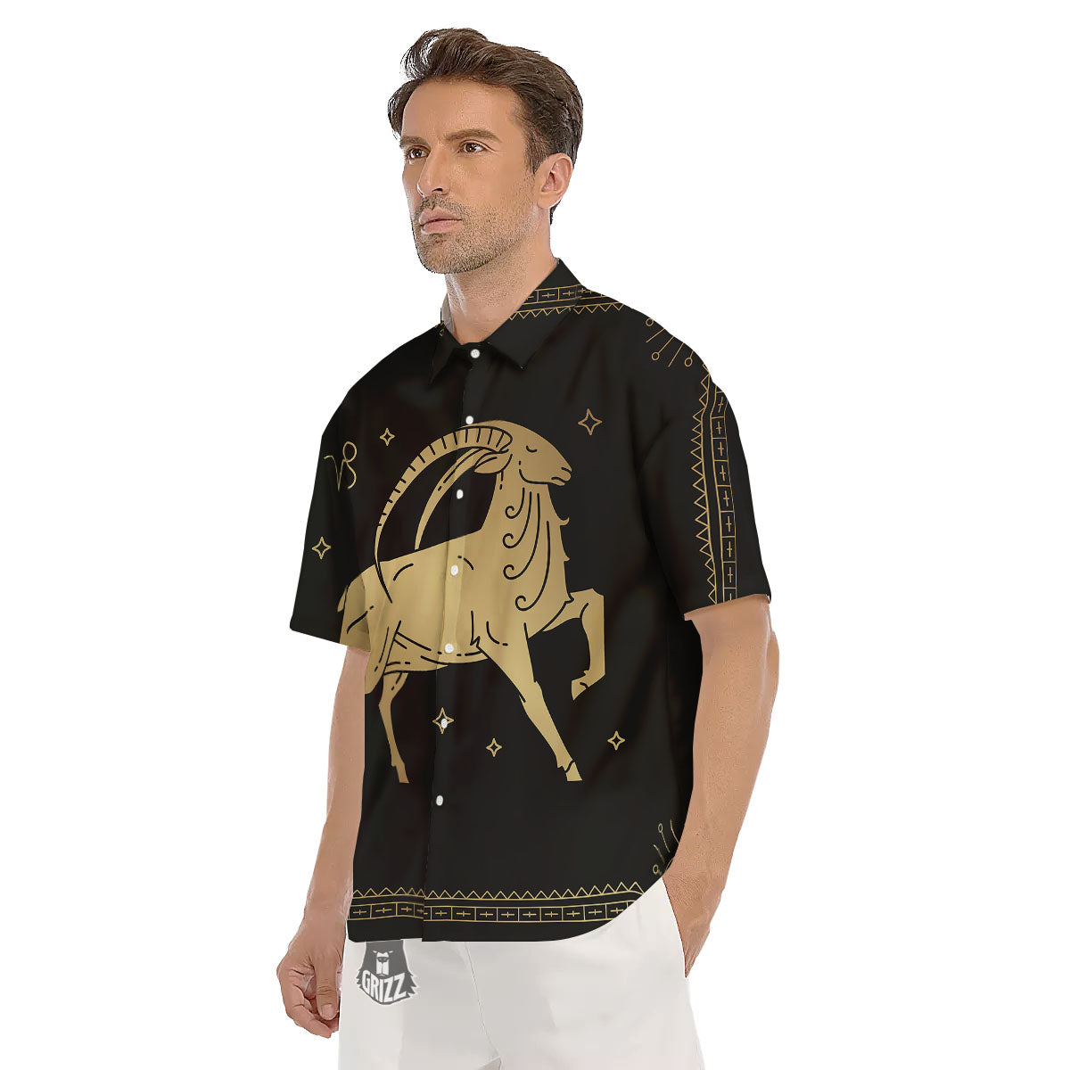 Capricorn Sign Astrological Print Men's Short Sleeve Shirts-grizzshop