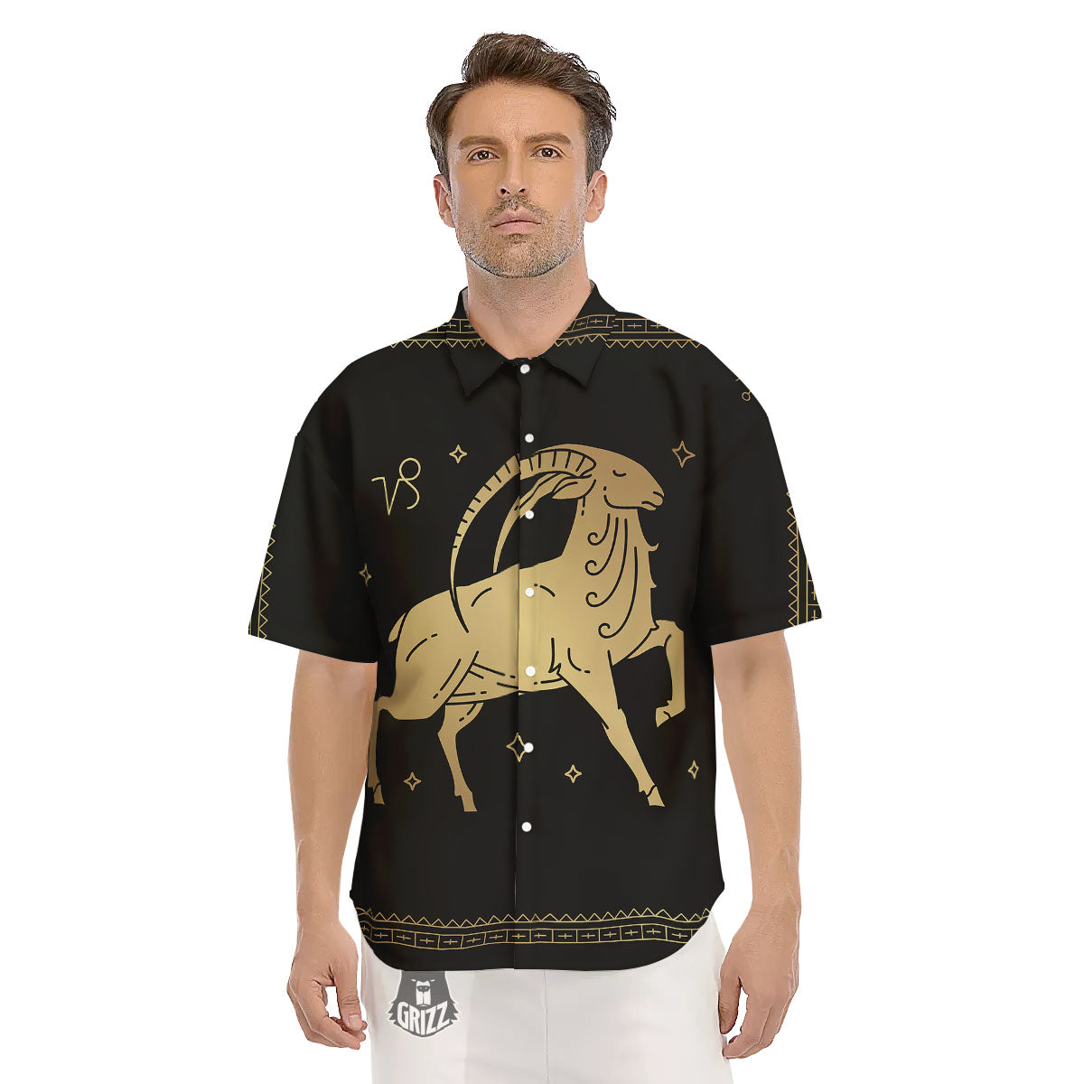 Capricorn Sign Astrological Print Men's Short Sleeve Shirts-grizzshop