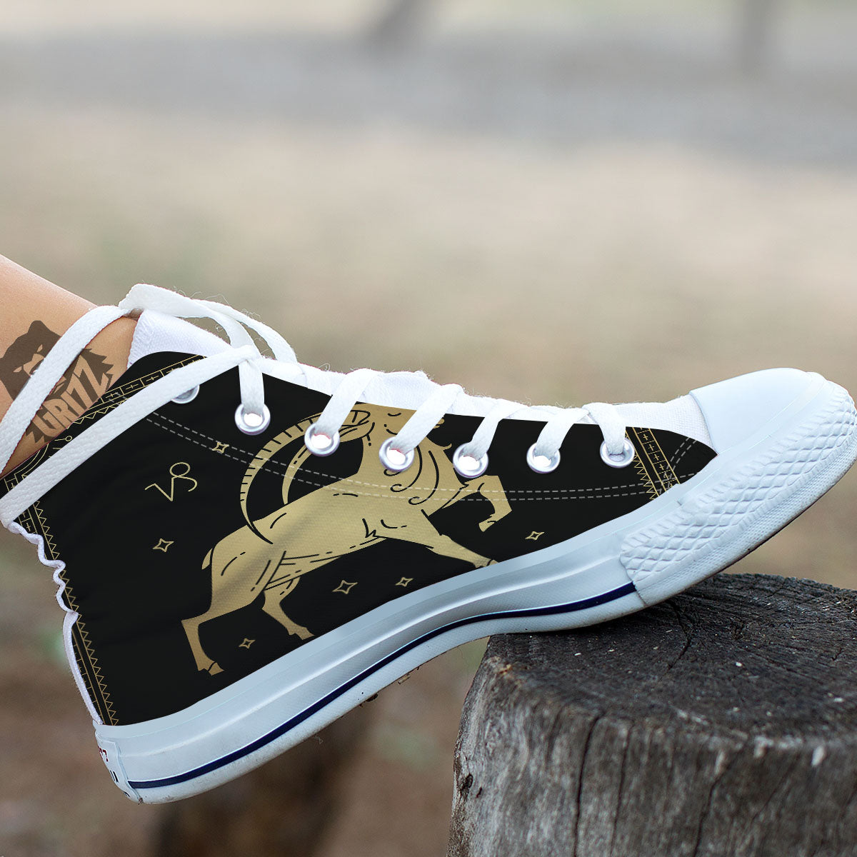 Capricorn Sign Astrological Print White High Top Shoes-grizzshop