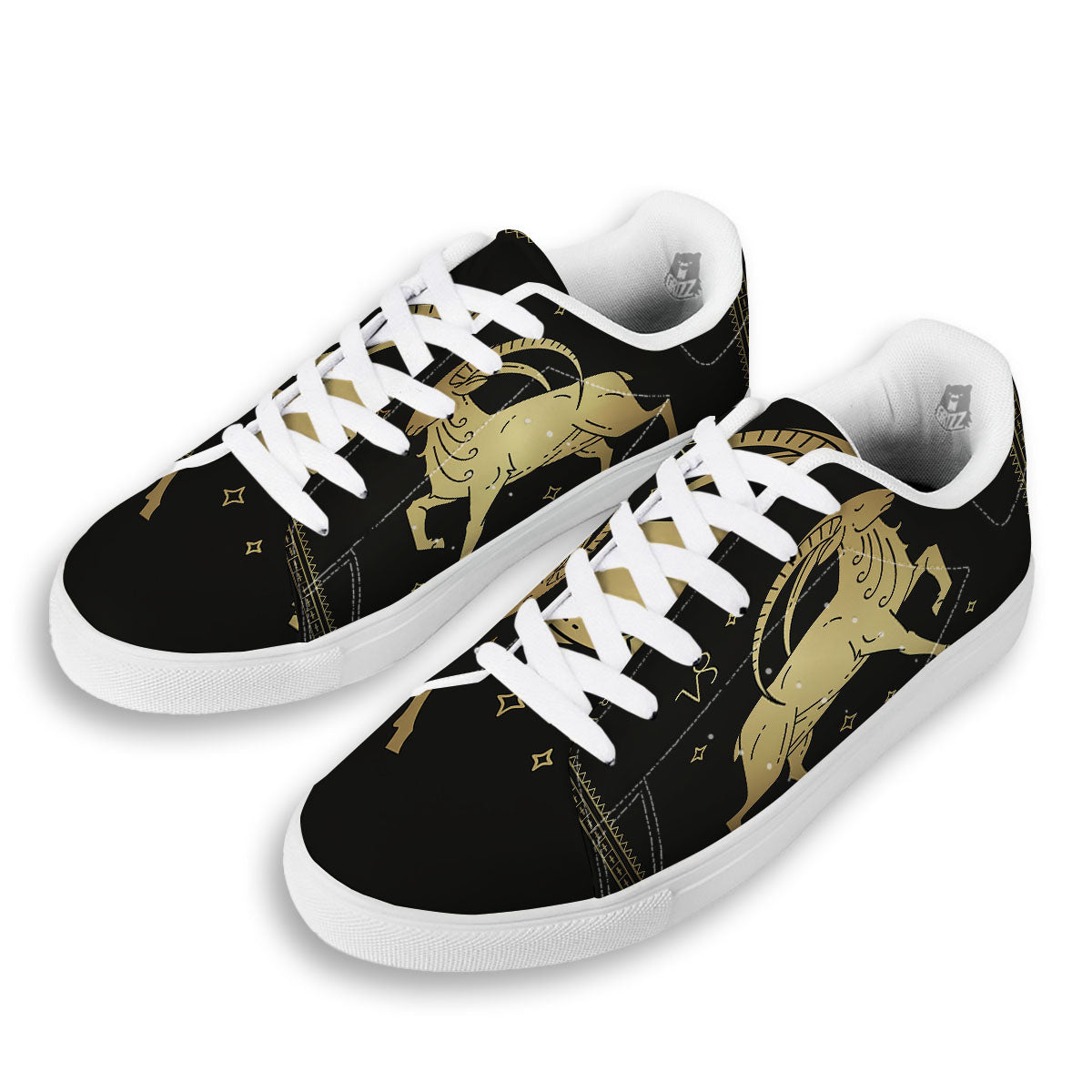 Capricorn Sign Astrological Print White Low Top Sneakers-grizzshop