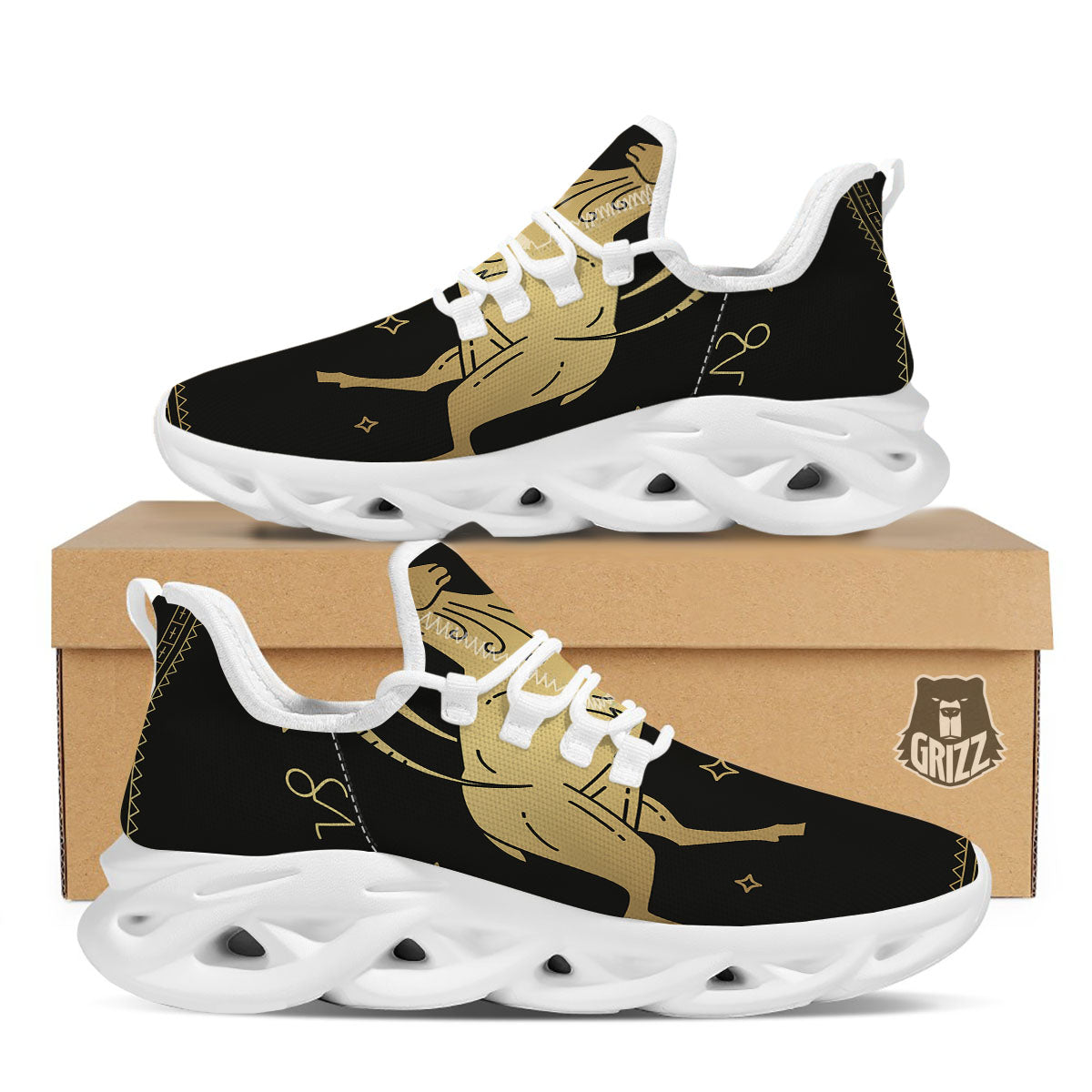 Capricorn Sign Astrological Print White Running Shoes-grizzshop