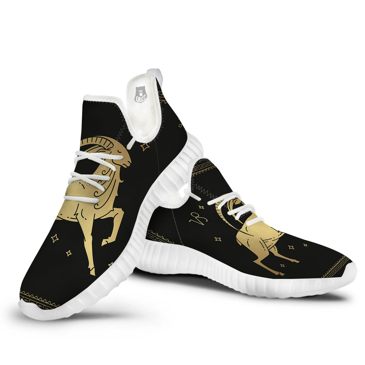 Capricorn Sign Astrological Print White Walking Shoes-grizzshop