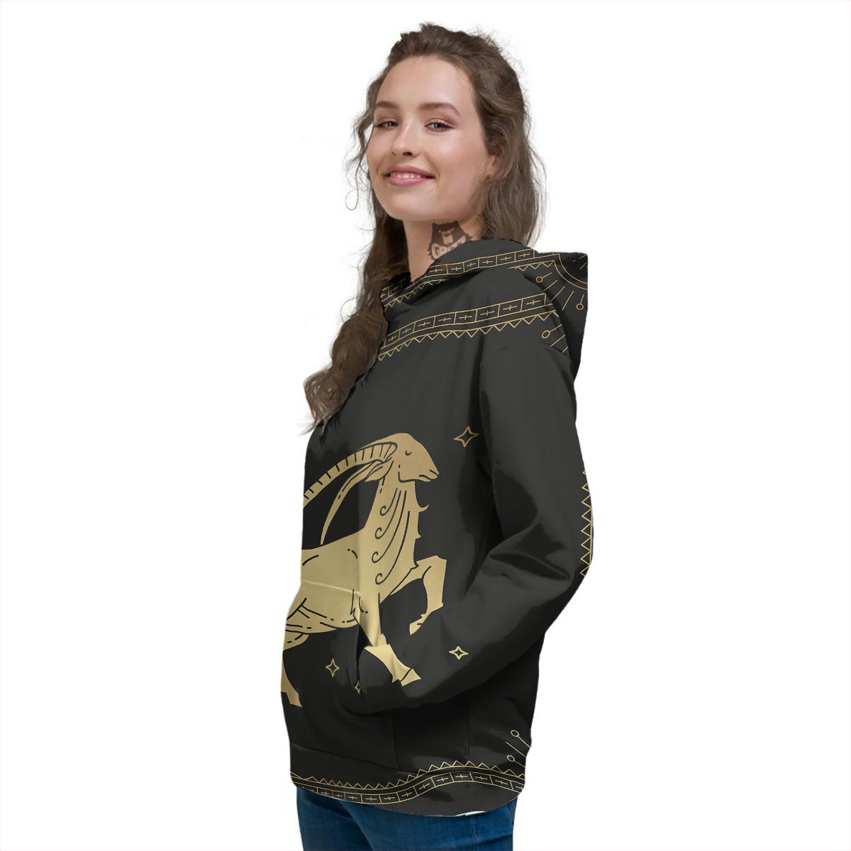 Capricorn Sign Astrological Print Women's Hoodie-grizzshop