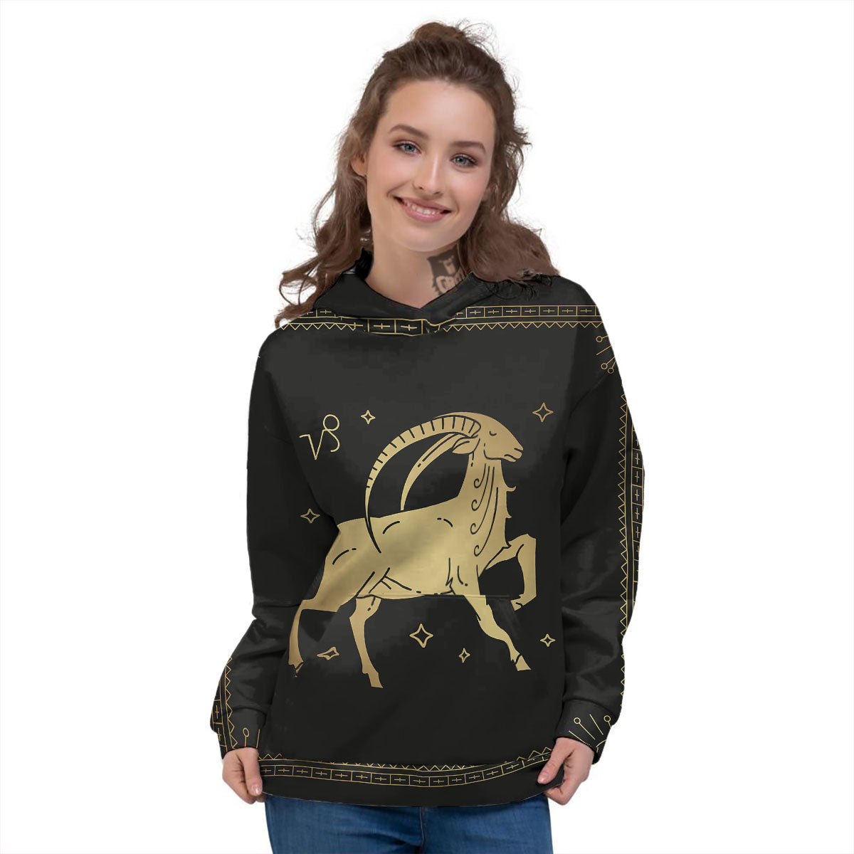 Capricorn Sign Astrological Print Women's Hoodie-grizzshop