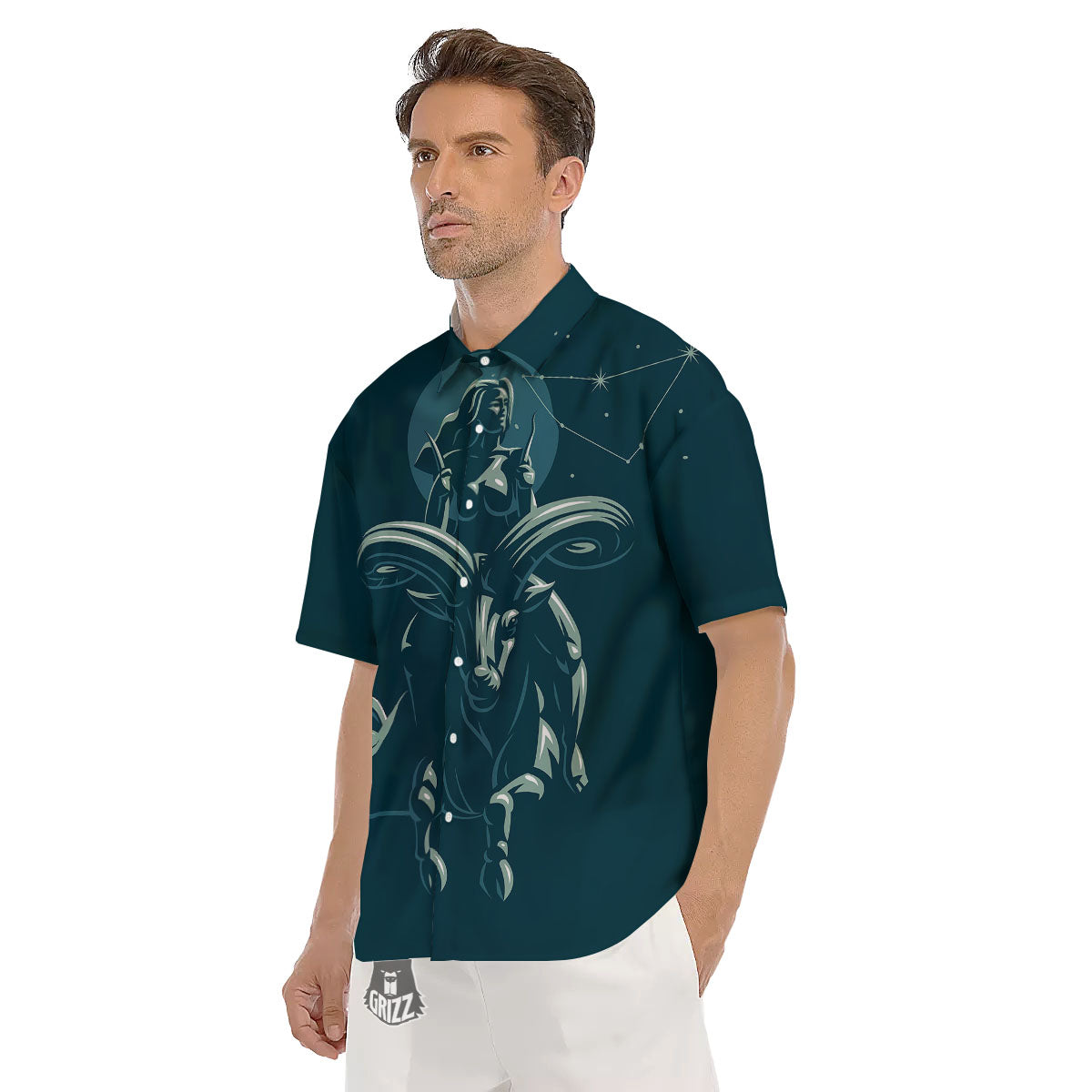 Capricorn Sign Astrology Print Men's Short Sleeve Shirts-grizzshop