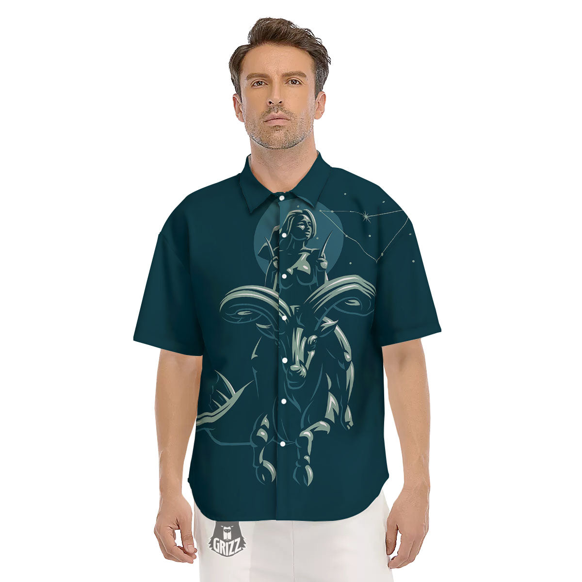 Capricorn Sign Astrology Print Men's Short Sleeve Shirts-grizzshop