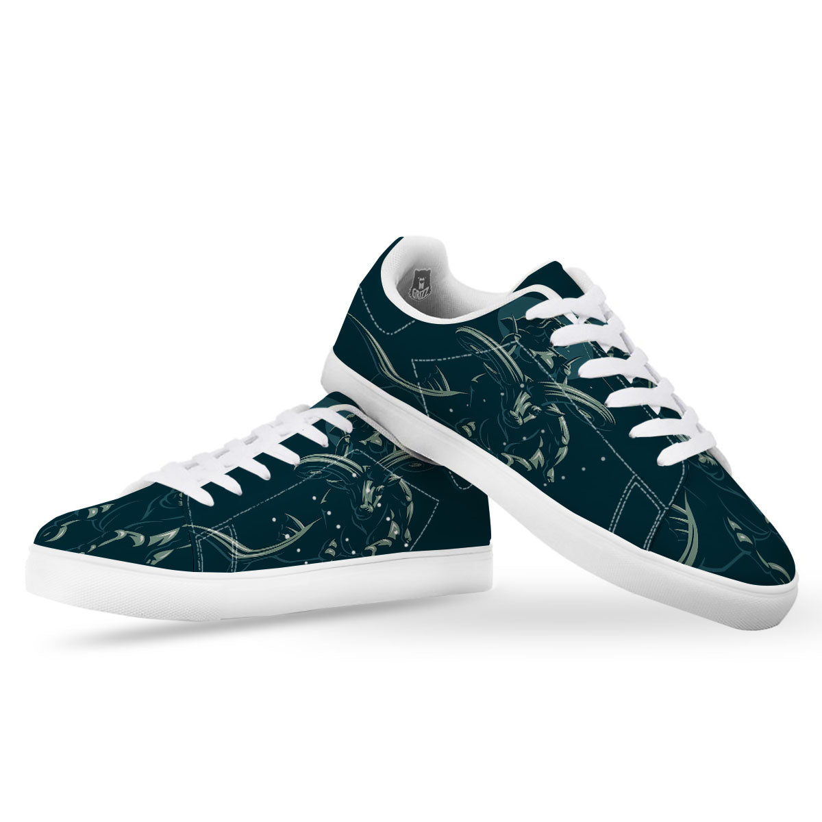 Capricorn Sign Astrology Print White Low Top Sneakers-grizzshop