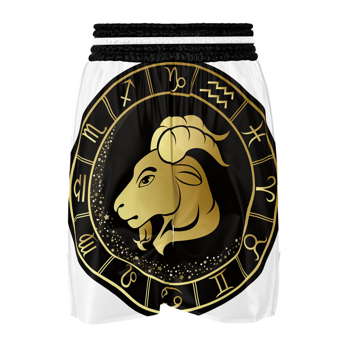 Capricorn Sign Black And Gold Print Boxing Shorts-grizzshop