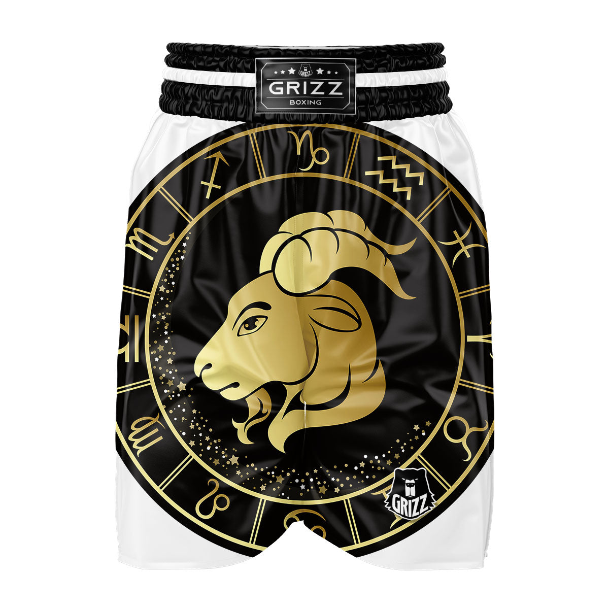 Capricorn Sign Black And Gold Print Boxing Shorts-grizzshop