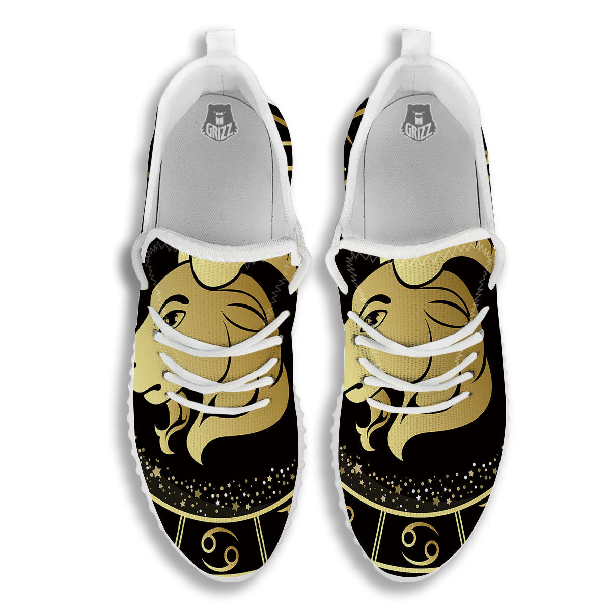 Capricorn Sign Black And Gold Print White Walking Shoes-grizzshop