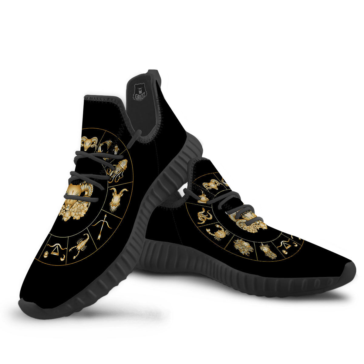 Capricorn Sign Fantasy Print Black Walking Shoes-grizzshop