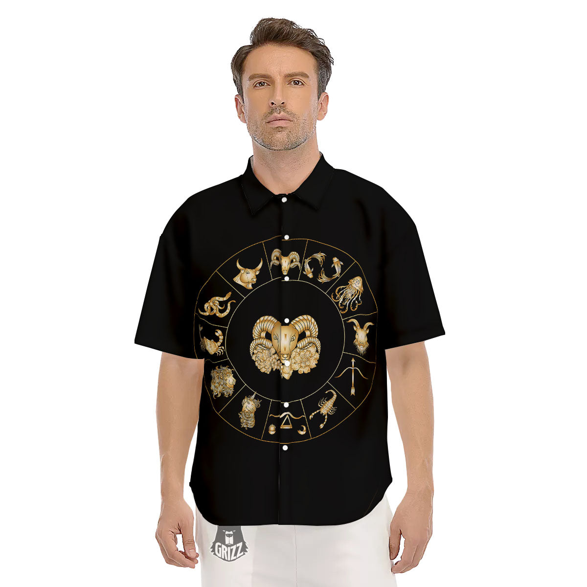 Capricorn Sign Fantasy Print Men's Short Sleeve Shirts-grizzshop