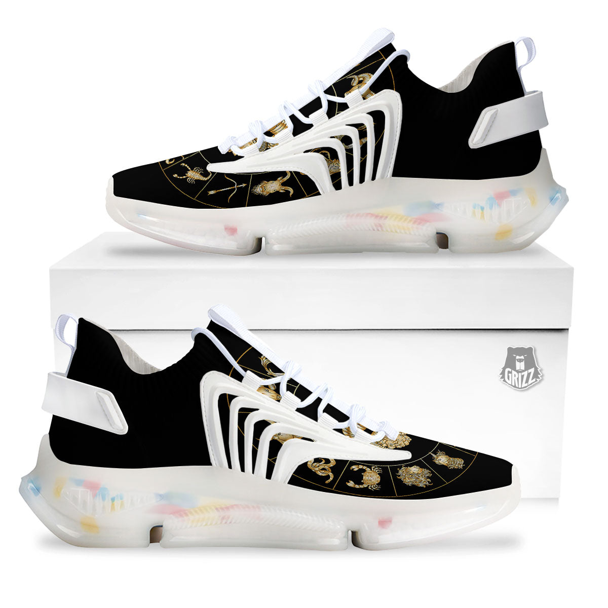 Capricorn Sign Fantasy Print White Gym Shoes-grizzshop