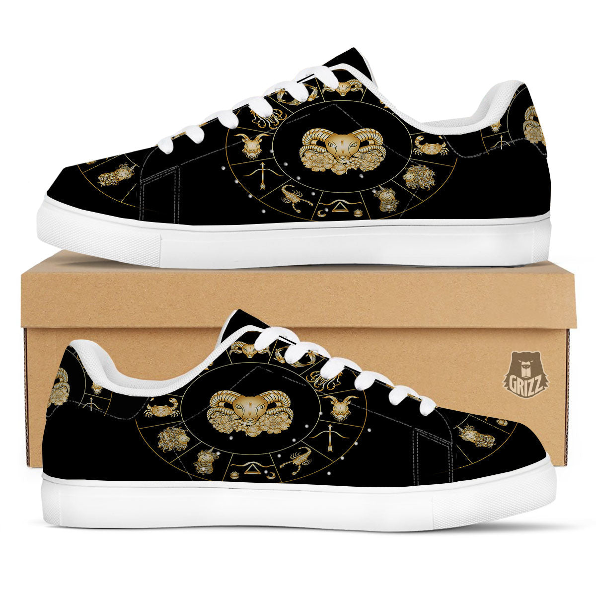 Capricorn Sign Fantasy Print White Low Top Sneakers-grizzshop