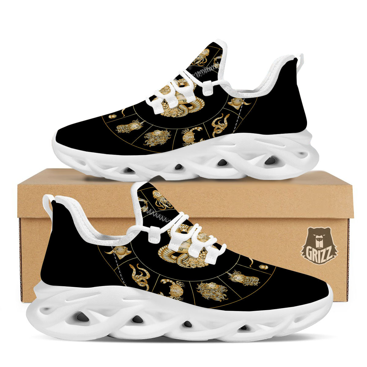 Capricorn Sign Fantasy Print White Running Shoes-grizzshop