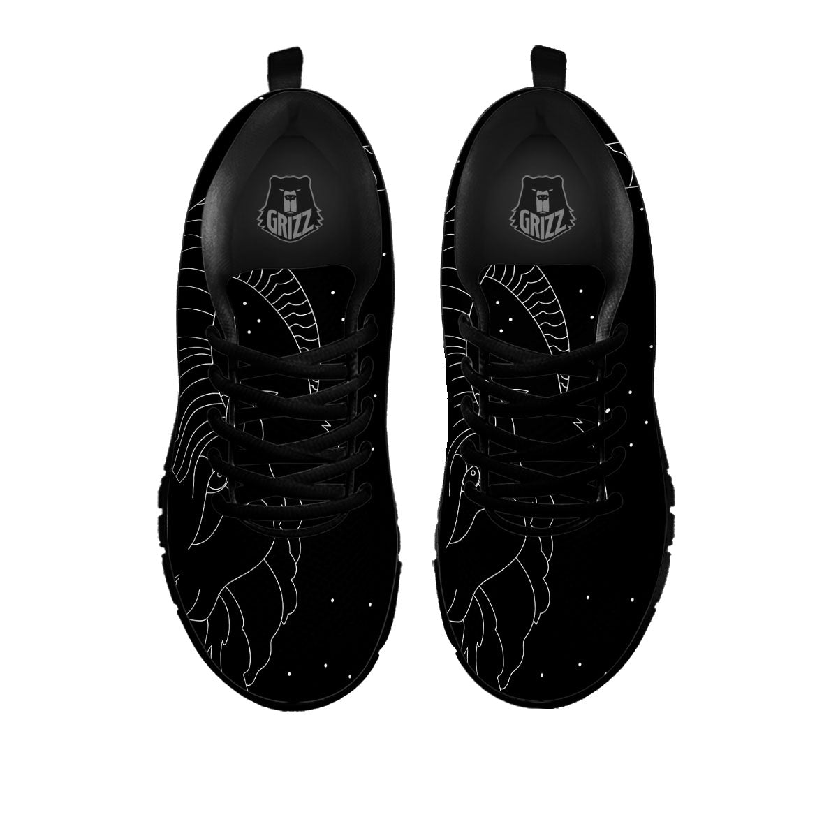 Capricorn Sign White And Black Print Black Sneaker-grizzshop