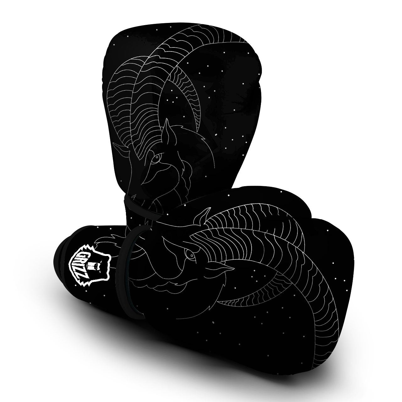 Capricorn Sign White And Black Print Boxing Gloves-grizzshop