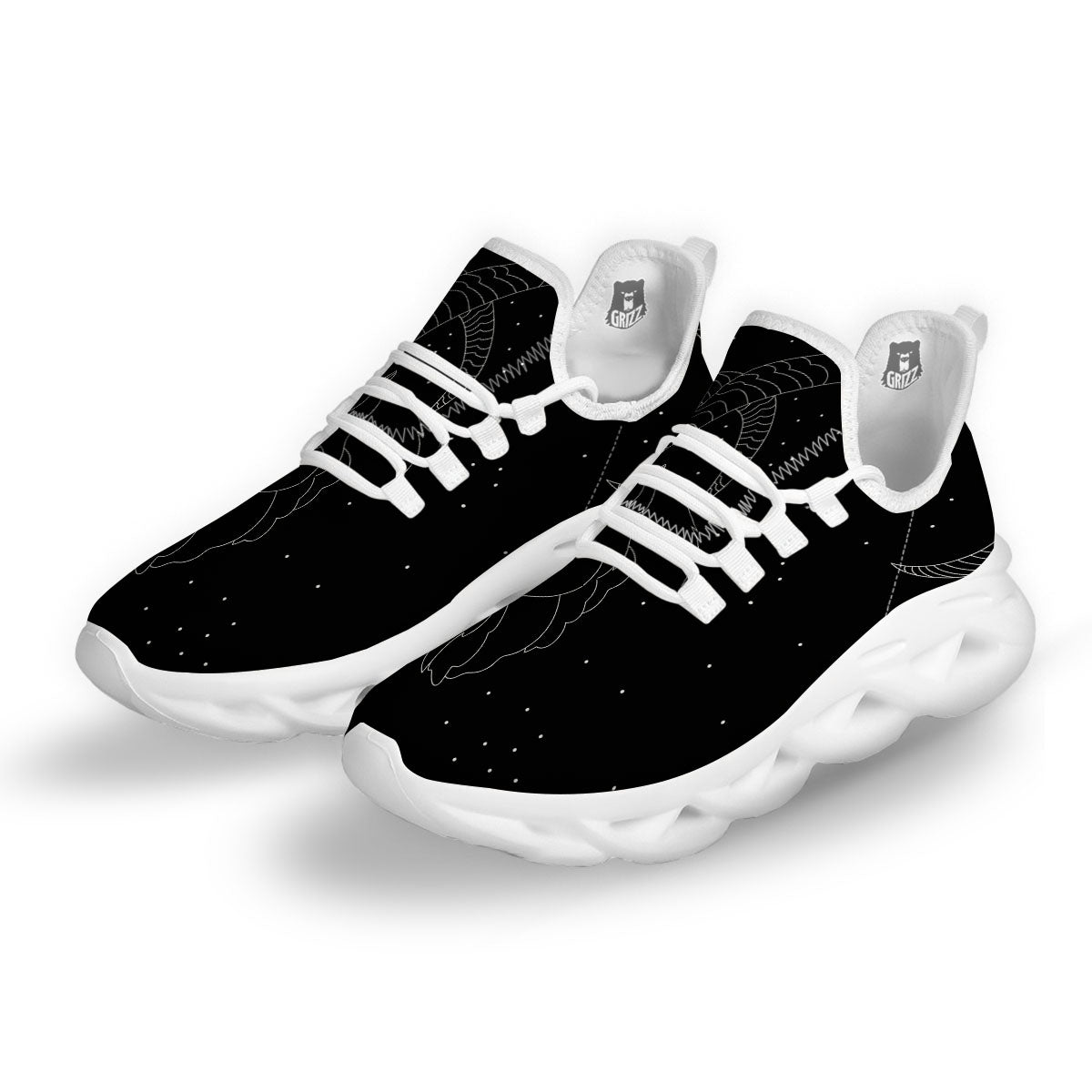 Capricorn Sign White And Black Print White Running Shoes-grizzshop