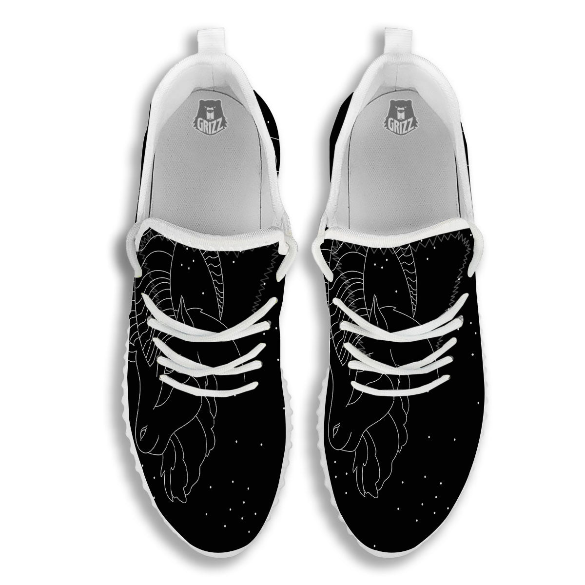 Capricorn Sign White And Black Print White Walking Shoes-grizzshop