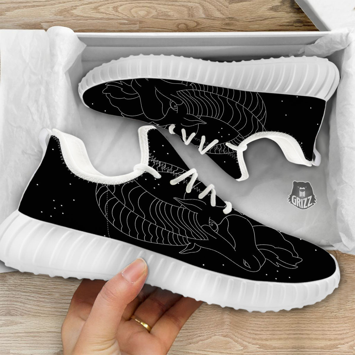 Capricorn Sign White And Black Print White Walking Shoes-grizzshop