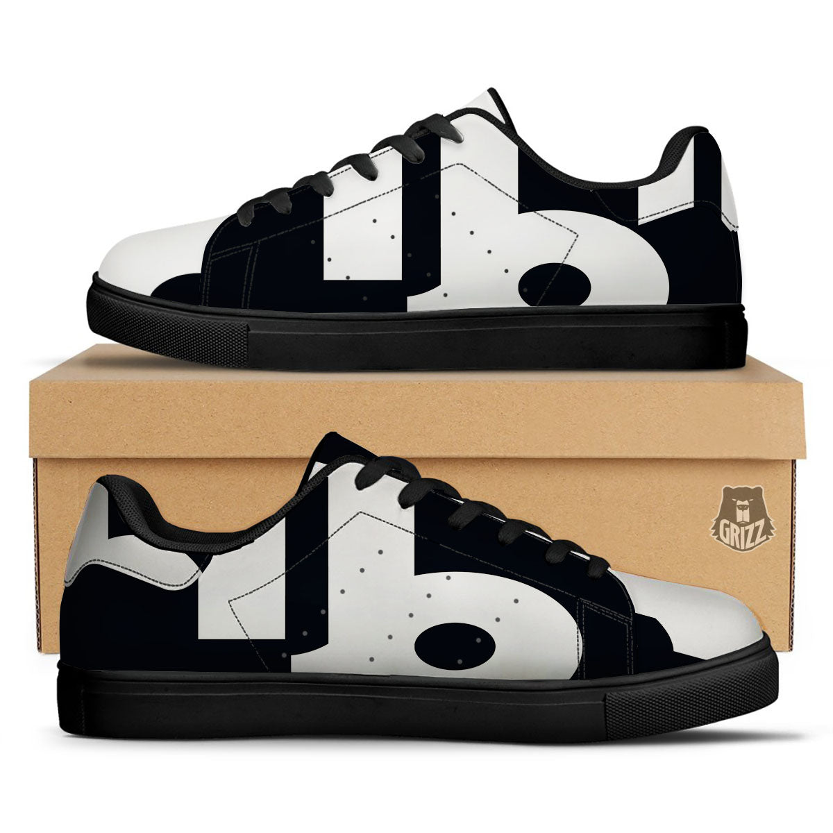 Capricorn Sign Zodiac White And Black Print Black Low Top Sneakers-grizzshop