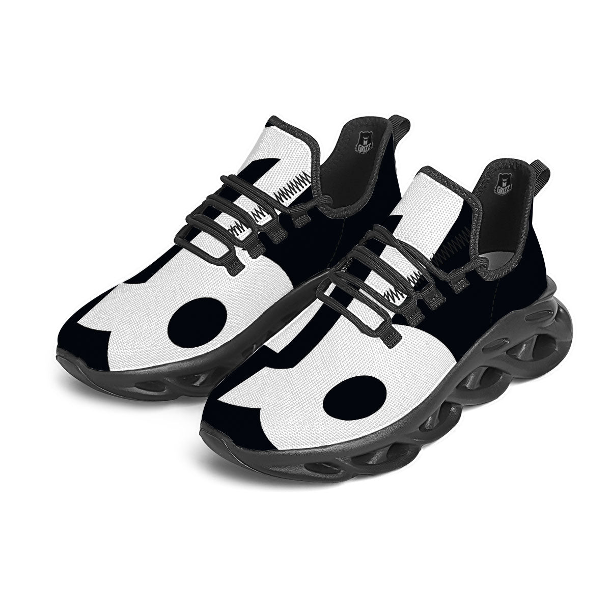 Capricorn Sign Zodiac White And Black Print Black Running Shoes-grizzshop