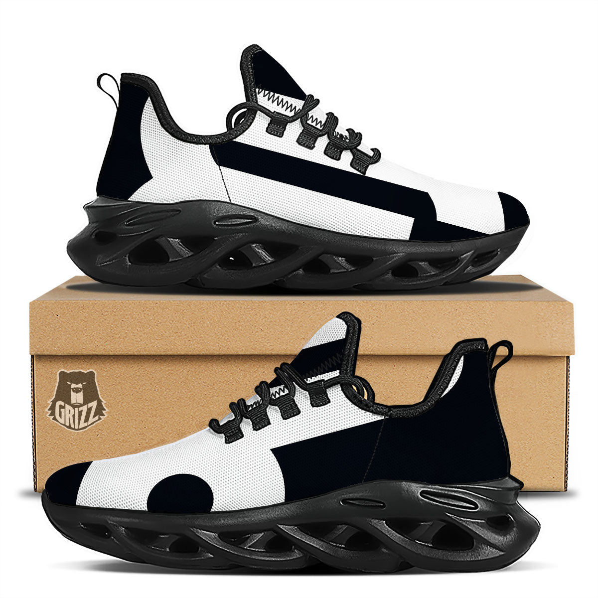 Capricorn Sign Zodiac White And Black Print Black Running Shoes-grizzshop