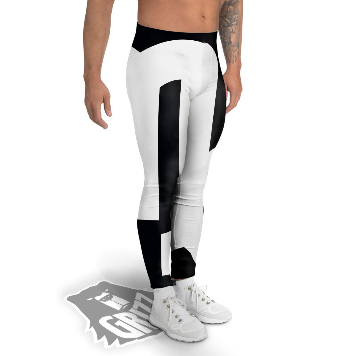 Capricorn Sign Zodiac White And Black Print Men's Leggings-grizzshop
